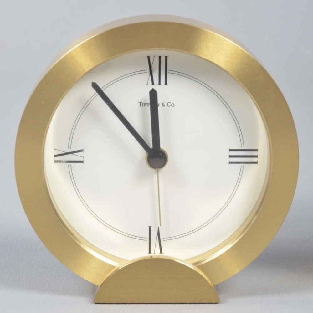 Tiffany & Co. Brass Desk Clock On Flat Stand Bottom -  Authentic - Picture 2 of 8